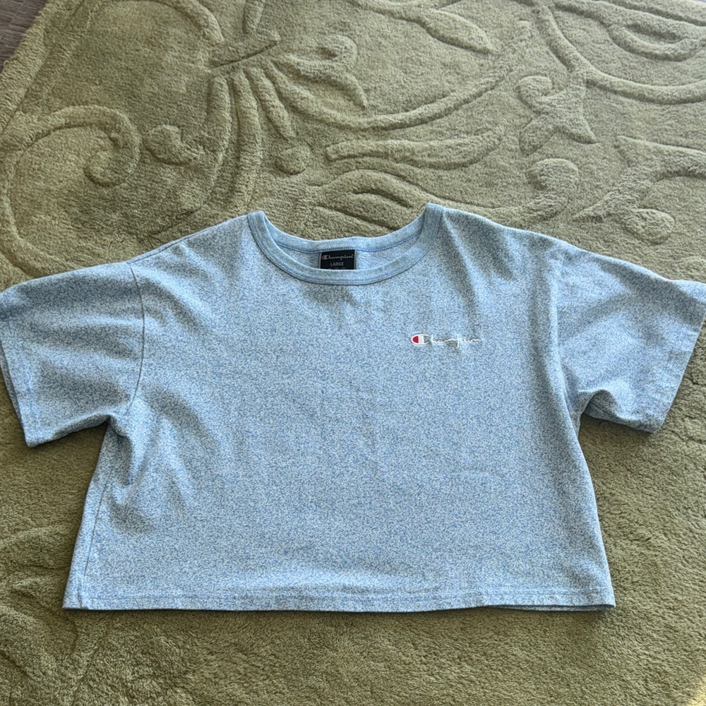 Champion Light Blue Cropped Tee